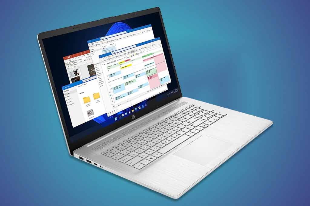 HP 17-CN0000SA on blue background