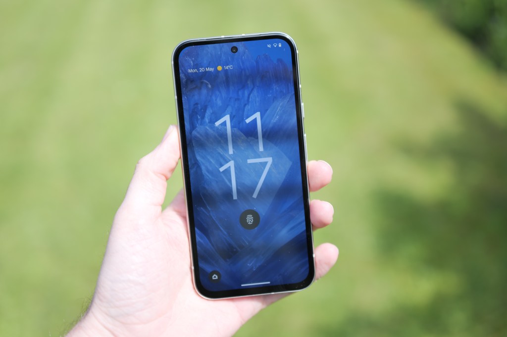 Google Pixel 8a review image showing phone in hand