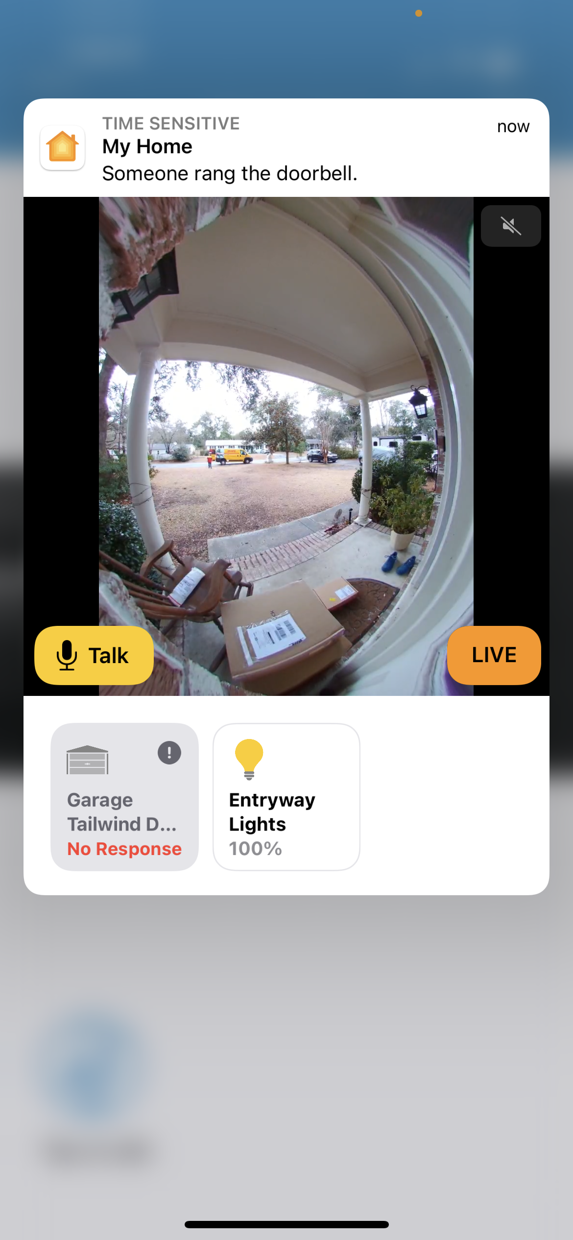 With rich notifications in HomeKit, you can talk to a visitor from your lockscreen.