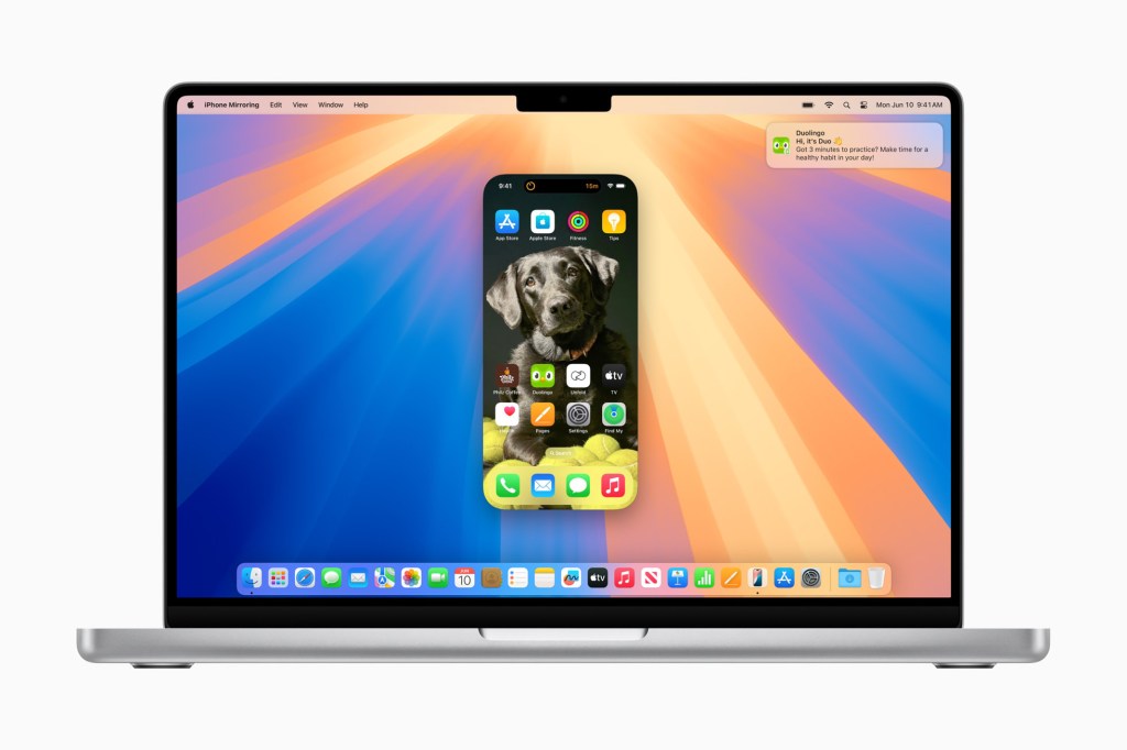 MacBook Pro showing an iPhone on the screen