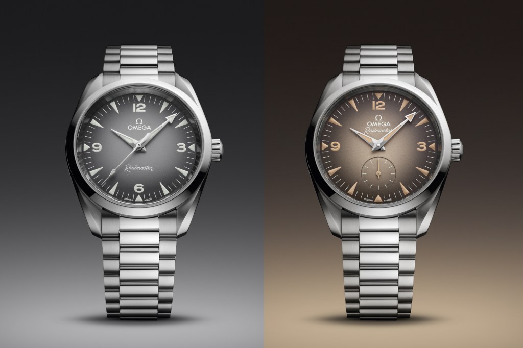 Omega Railmaster 2025 models on gradient background