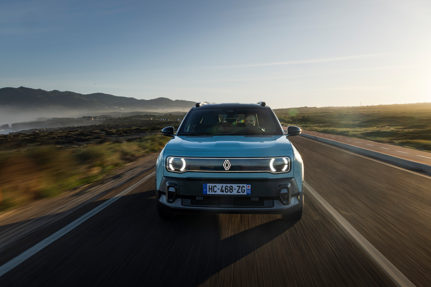 Renault 4 EV review driving on road nose