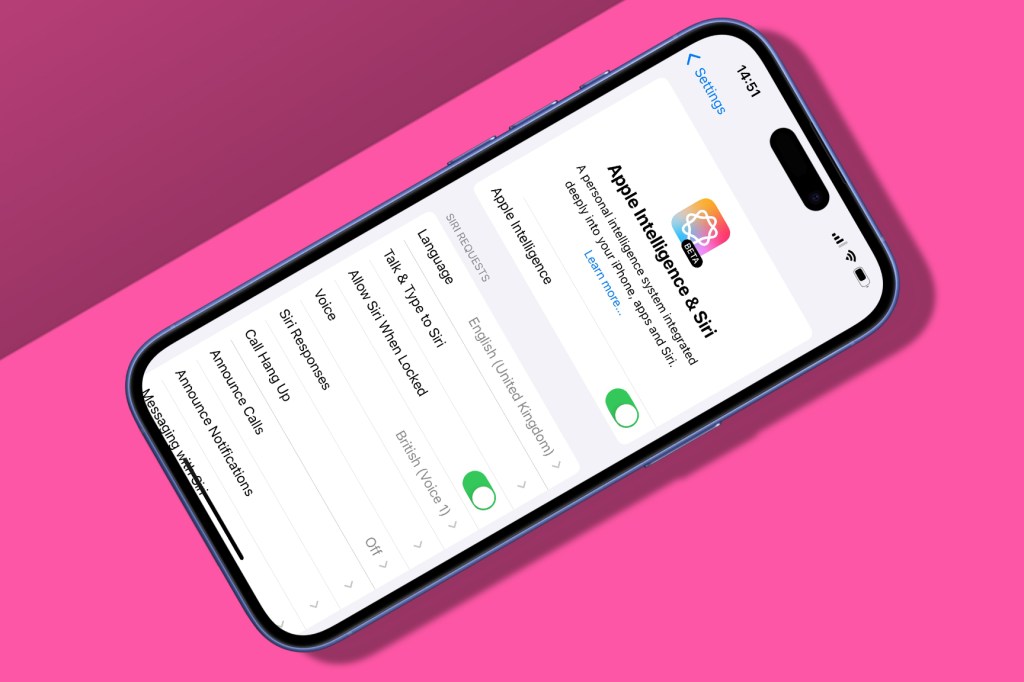 Apple Intelligence settings