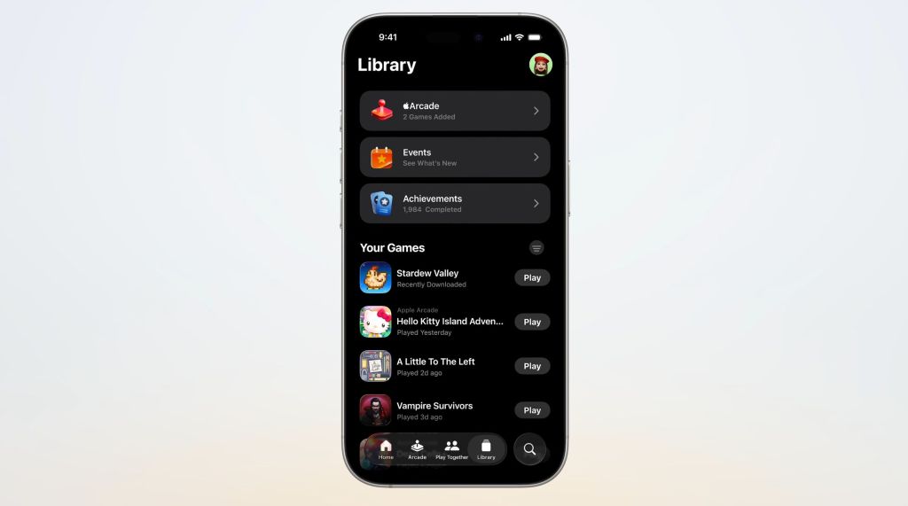 New Game app on iOS 26 library