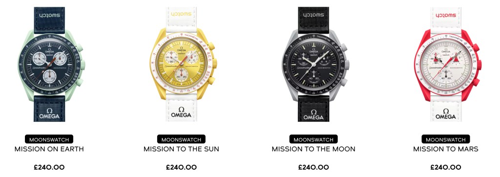 MoonSwatch models available online screenshot