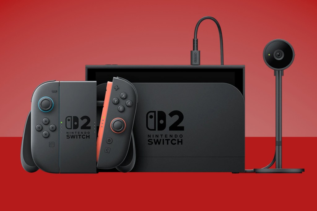 Nintendo Switch 2 on red background