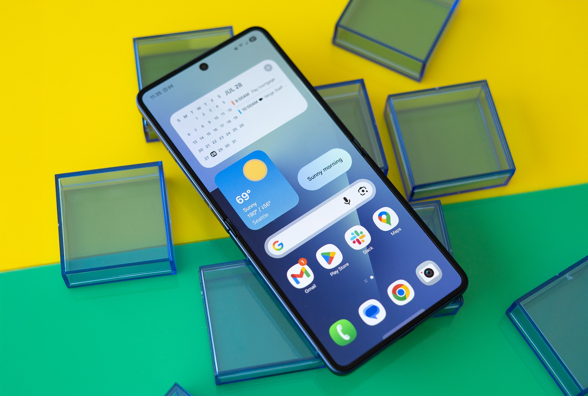 Samsung Galaxy Z Flip 7 showing inner screen