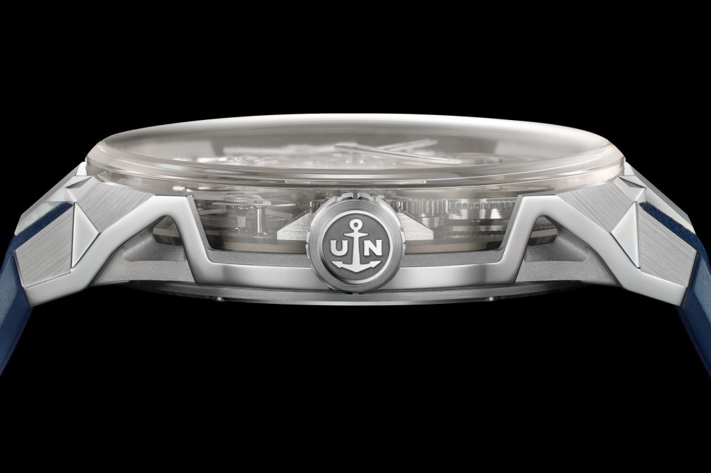 Ulysse Nardin BLAST Free Wheel Maillechort on black background