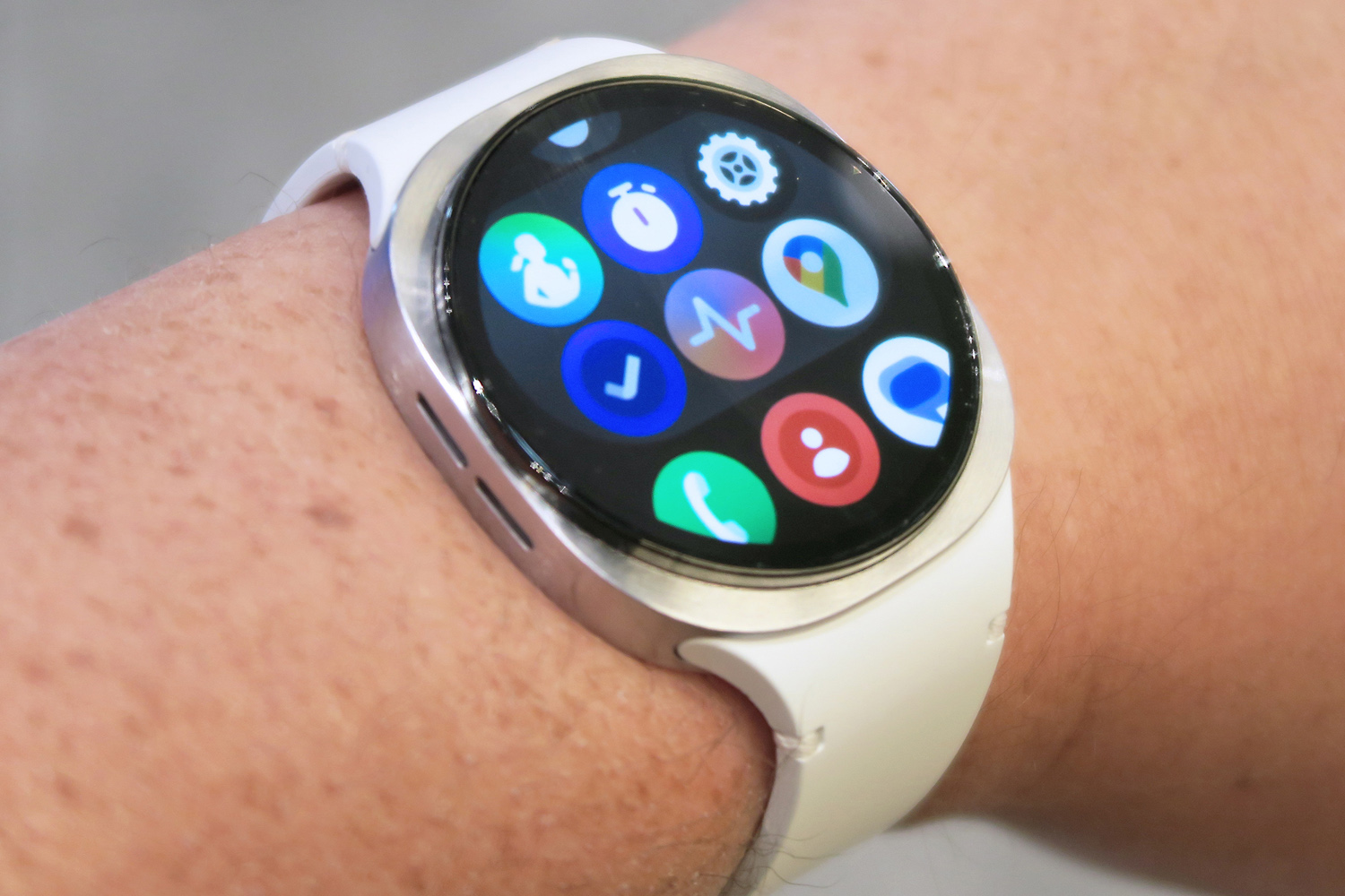 Samsung Galaxy Unpacked July 2025 hands on Galaxy Watch 8 on wrist front angled