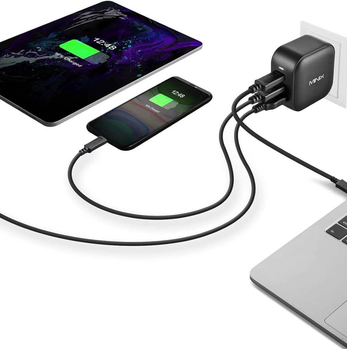 Charger connected to a laptop and phone.