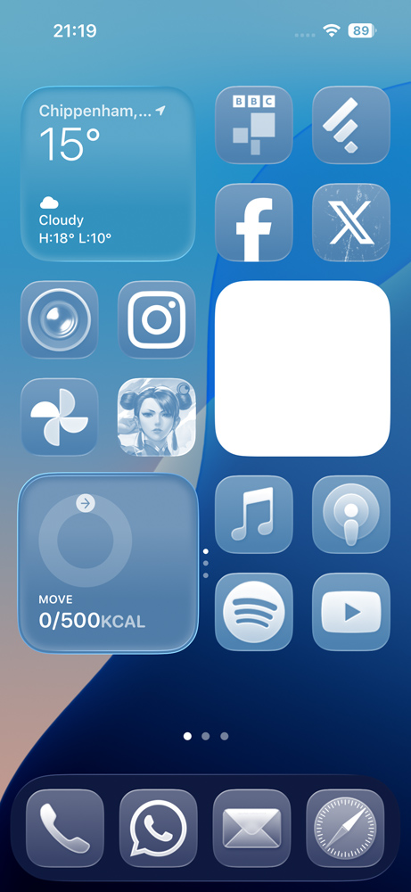 iOS 26 liquid glass transparency off home
