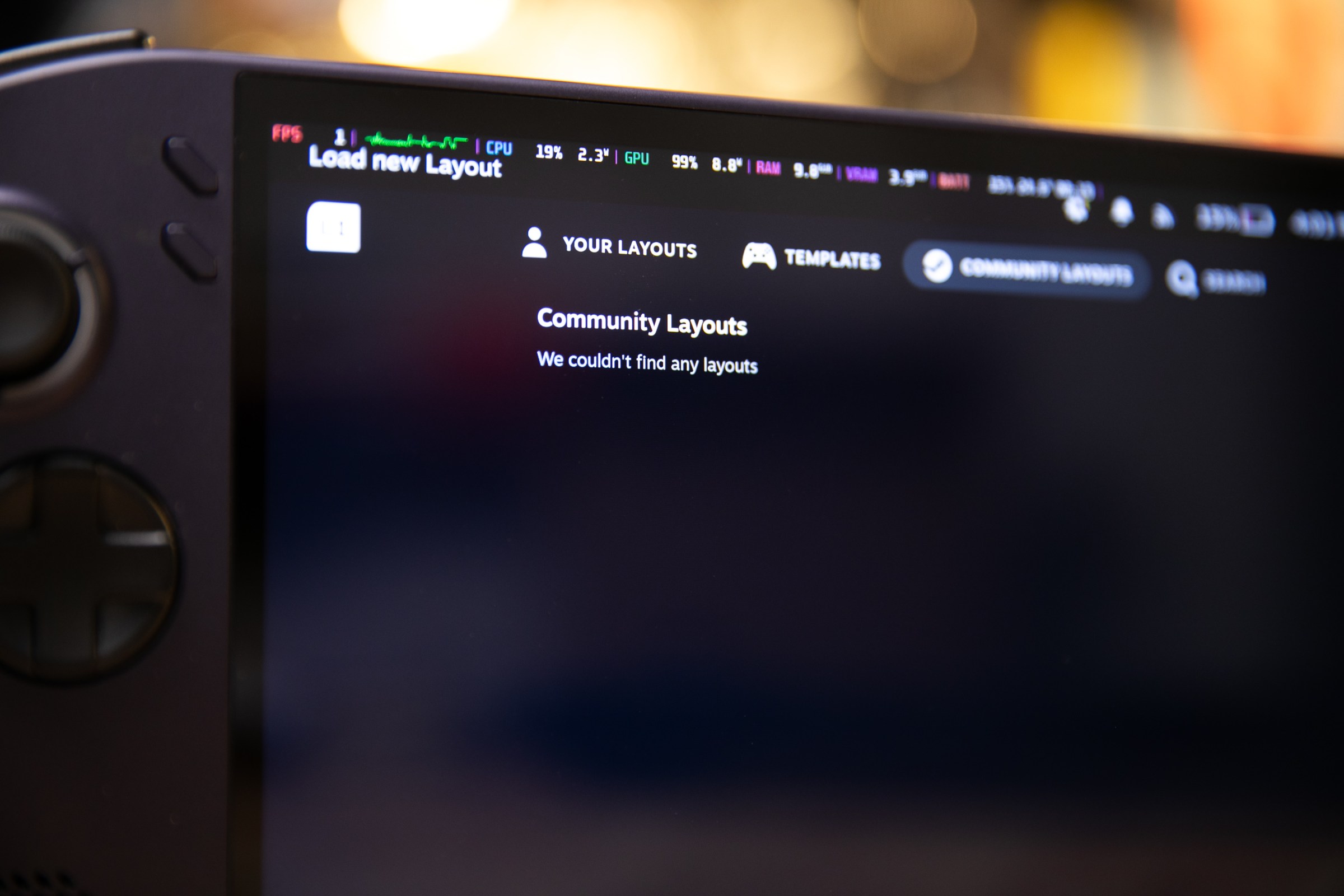 The Community Layouts section is just… empty.