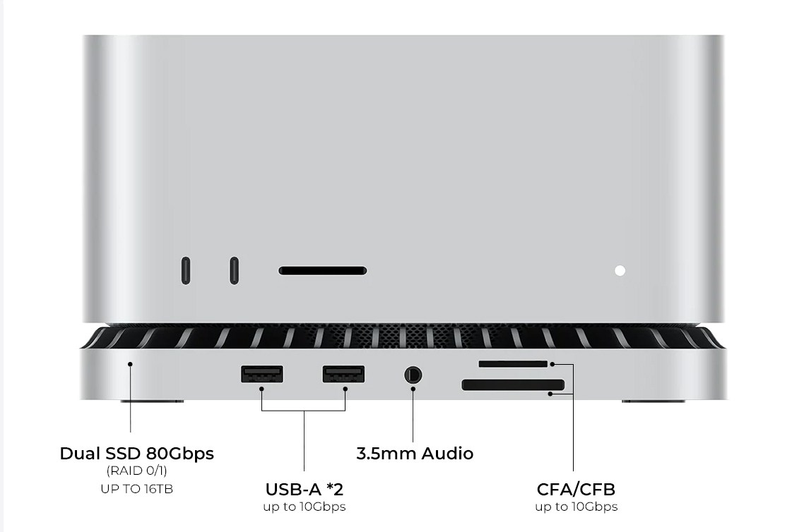 Mac Studio with RayCue base under it.