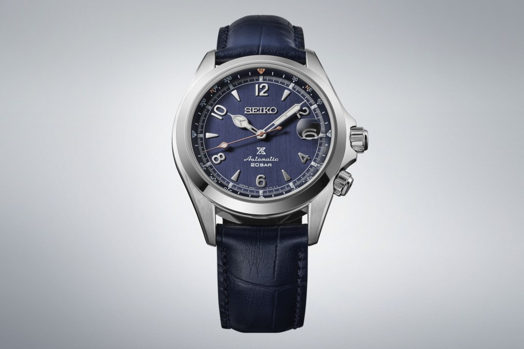 Seiko Prospex Alpinist Night Sky on gradient background