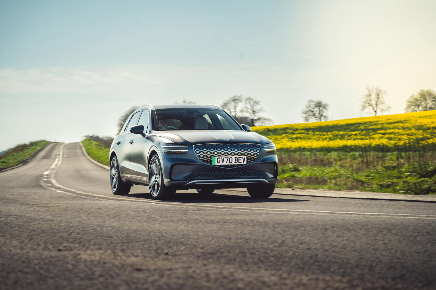 Genesis Electrified GV70 drive cornering front