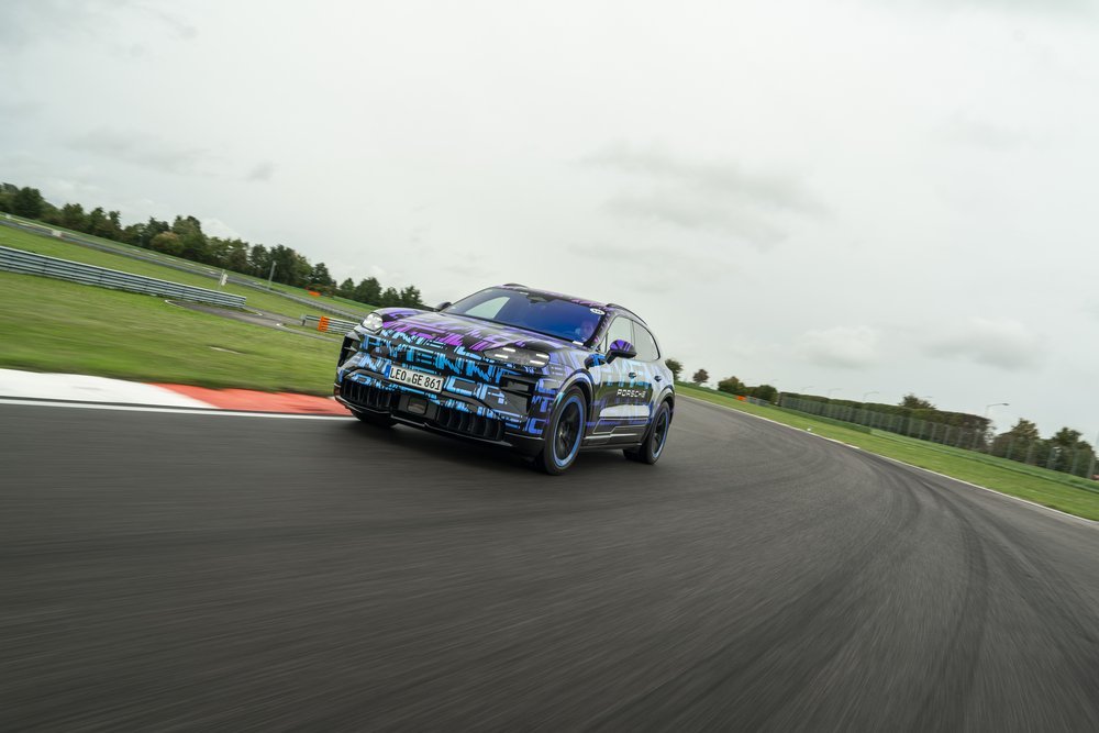 Porsche Cayenne electric prototype track front