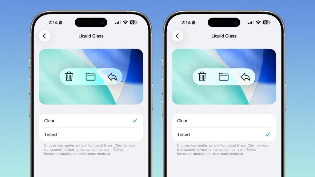 iOS 26.1 liquid glass clear and tinted options