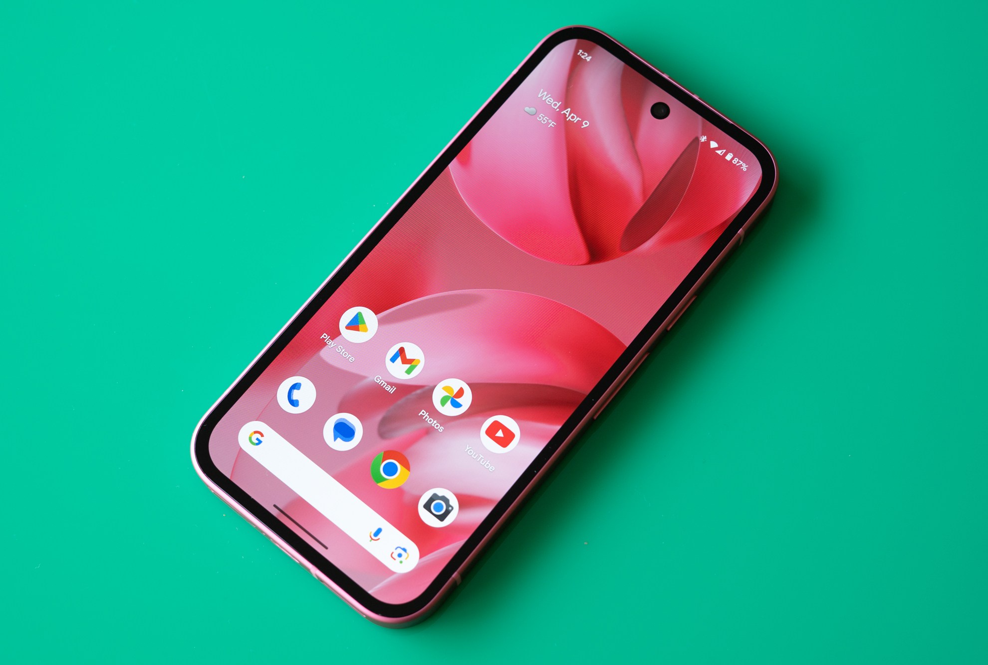 Google Pixel 9A in peony pink