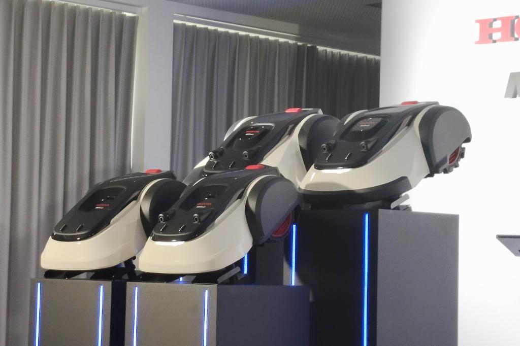 Four new Honda Miimo robot mowers on display ot its October 2025 launch