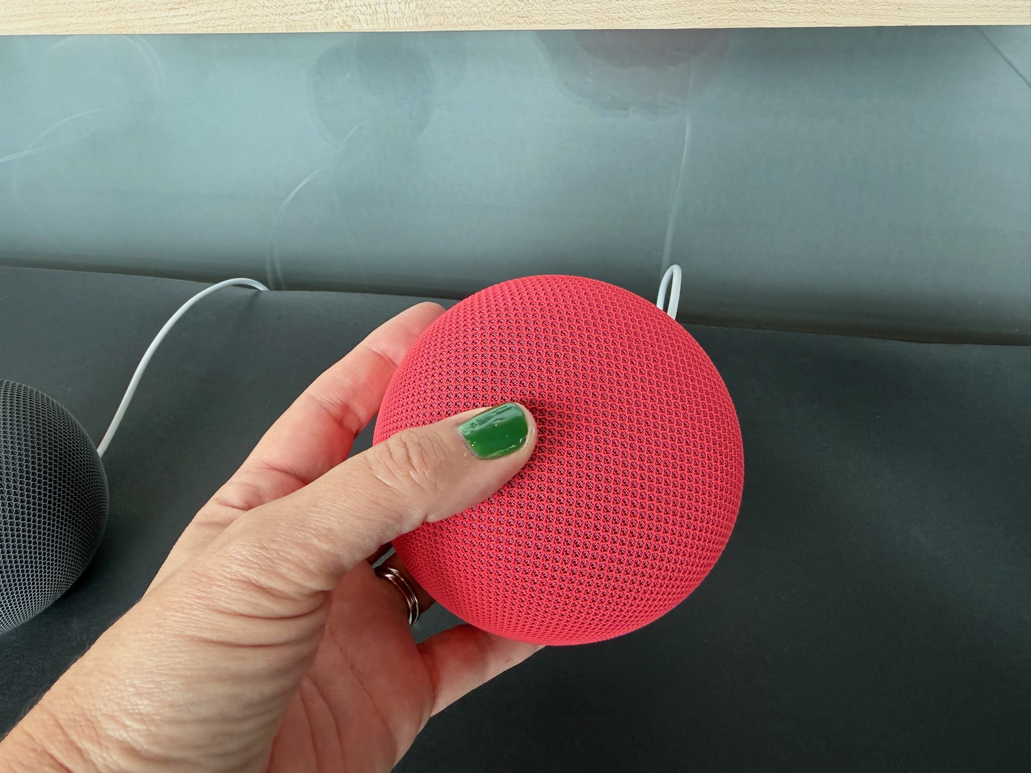 The new speaker is about the same size as a HomePod Mini.