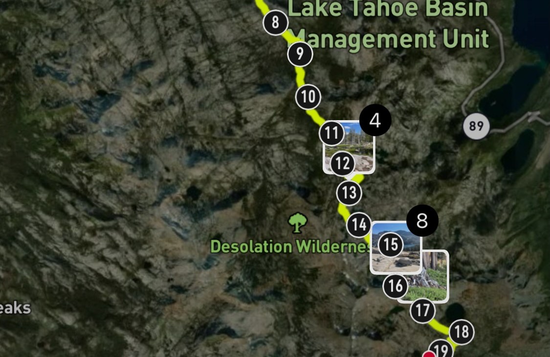 Screenshot from Coros app, showing where along the route I took photos