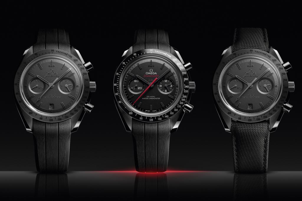 Omega Speedmaster Dark Side of the Moon on black background