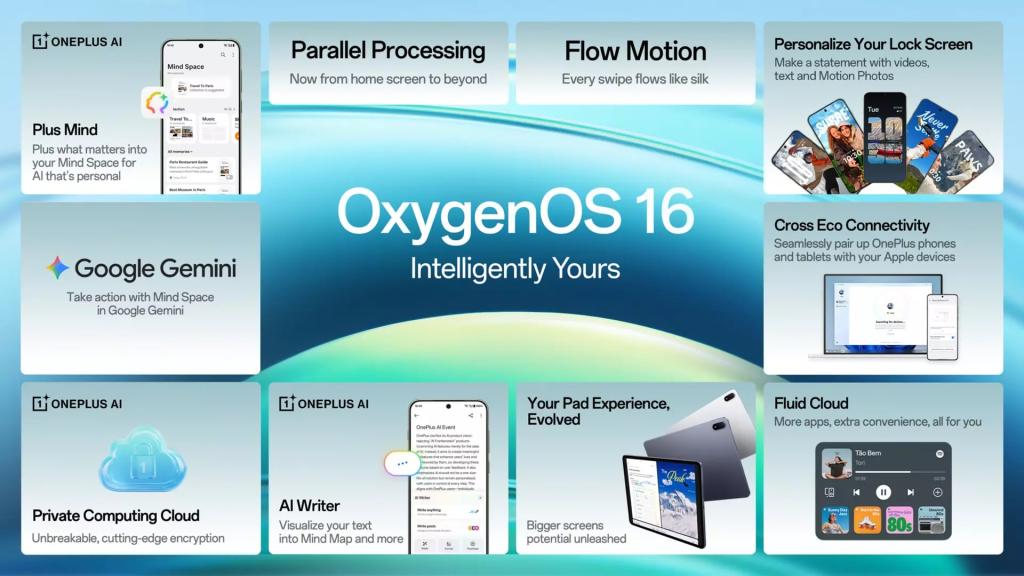 the range of oxygen os 16 features coming to OnePlus phones