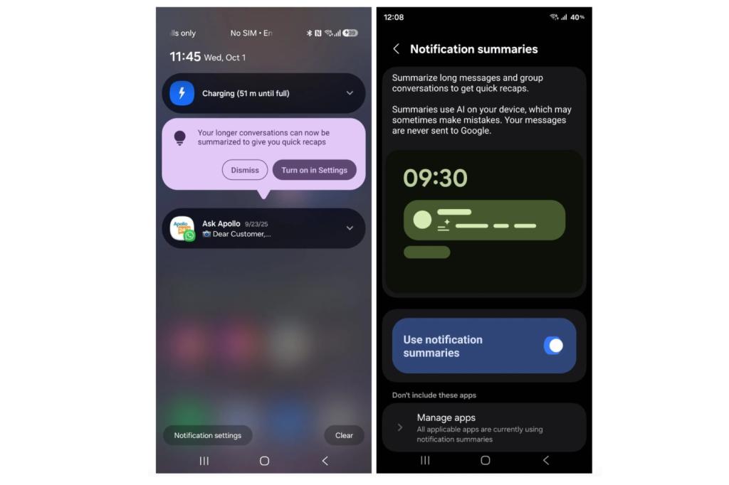 Screenshot Samsung notification summaries revealed in firmware leak