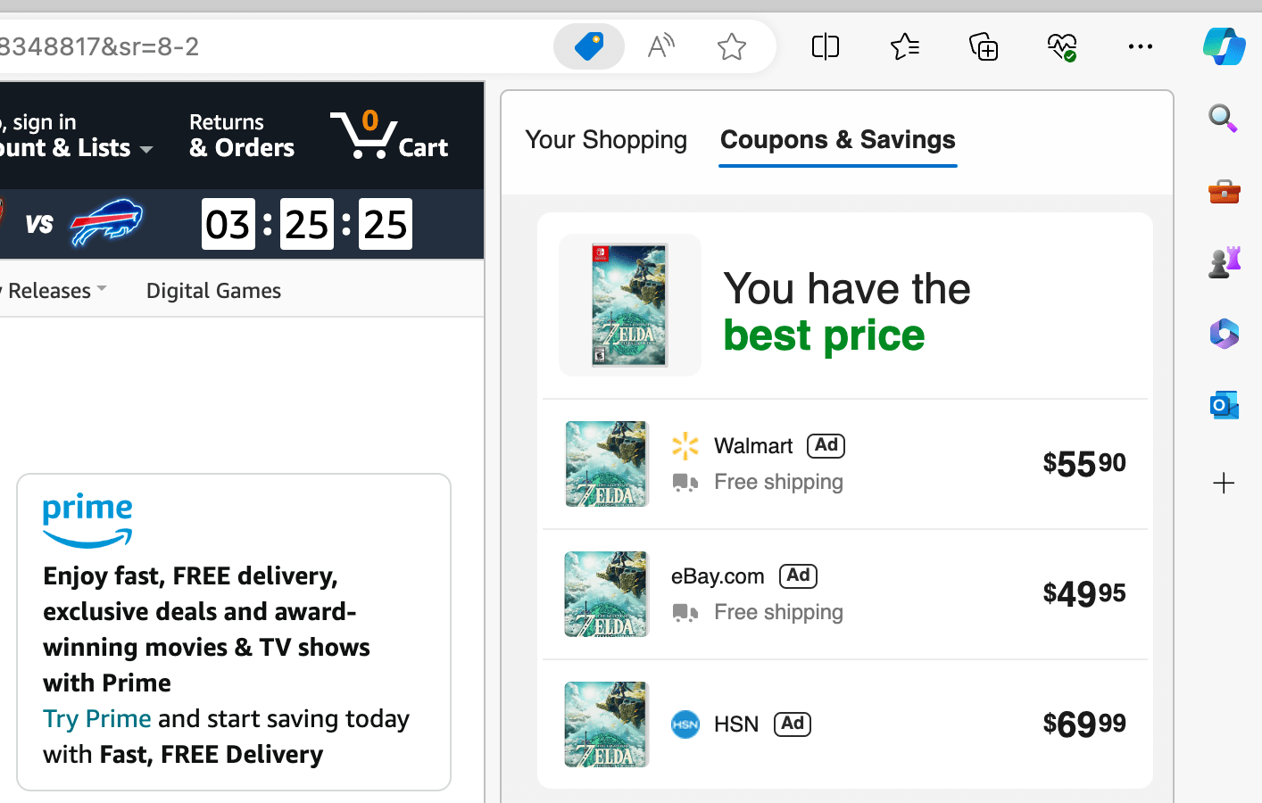 Screenshot of Microsoft Edge