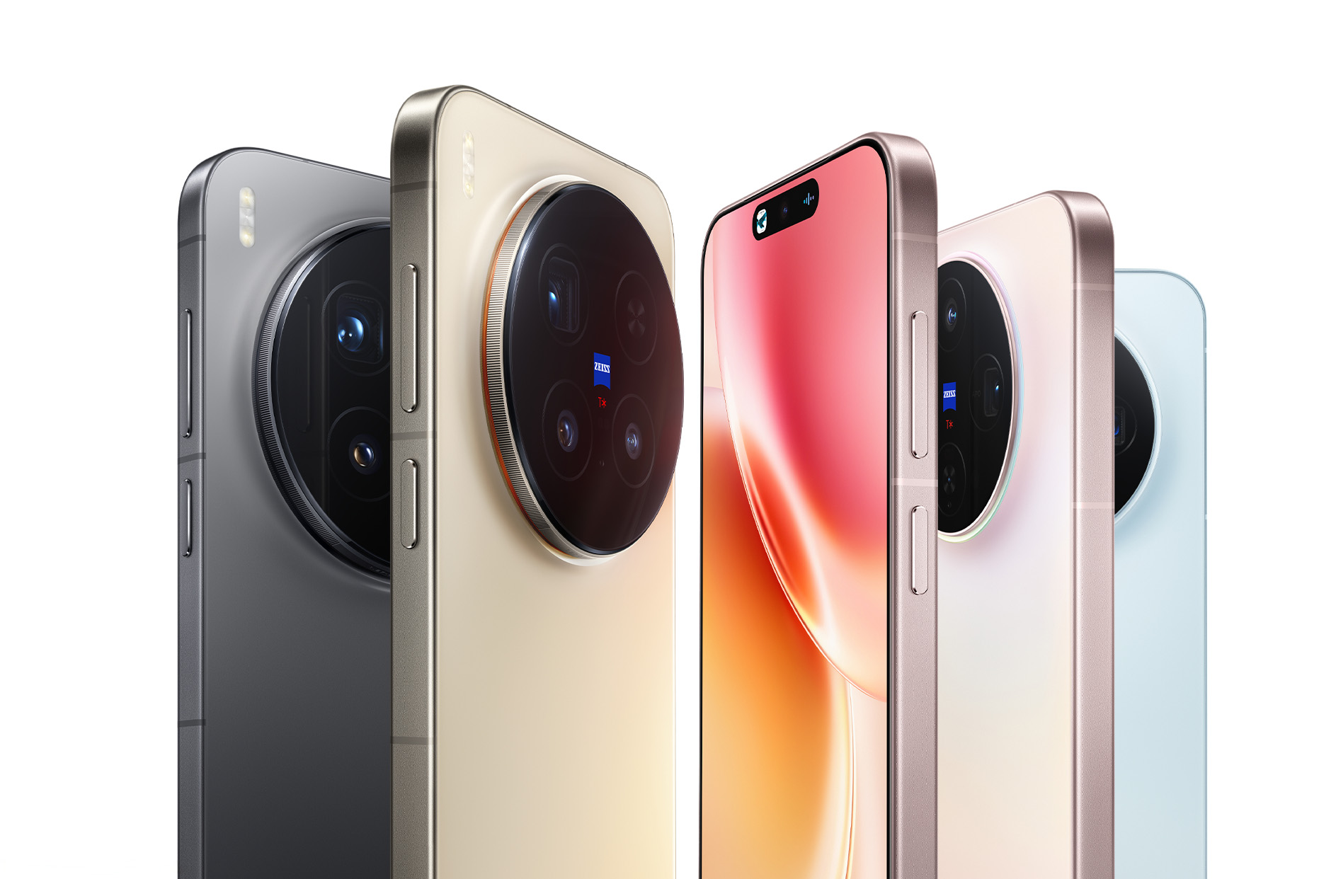 Render of Vivo X300 and X300 Pro in various colors.