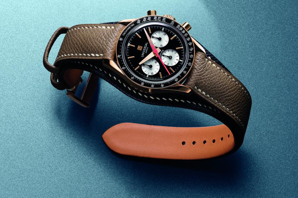 Universal Geneve Tribute to Compax on green background