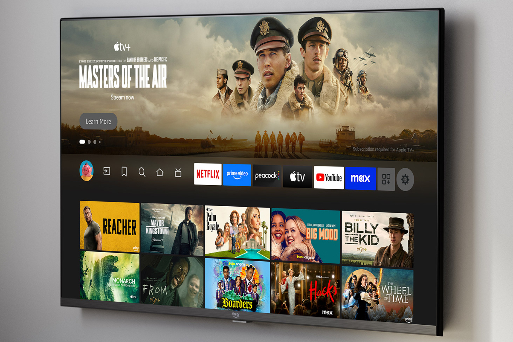 Amazon’s 4-Series 4K TV mounted onto a wall.