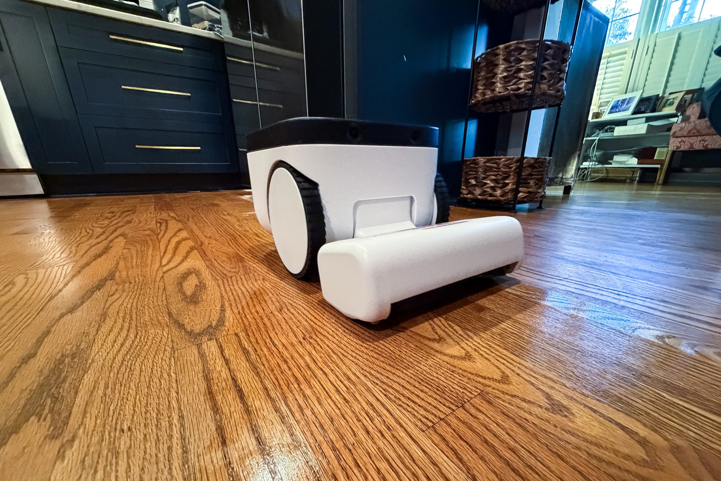 The Matic looks unlike any other robot vacuum on the market. Its brushes are situated up front in an articulating head, not underneath.