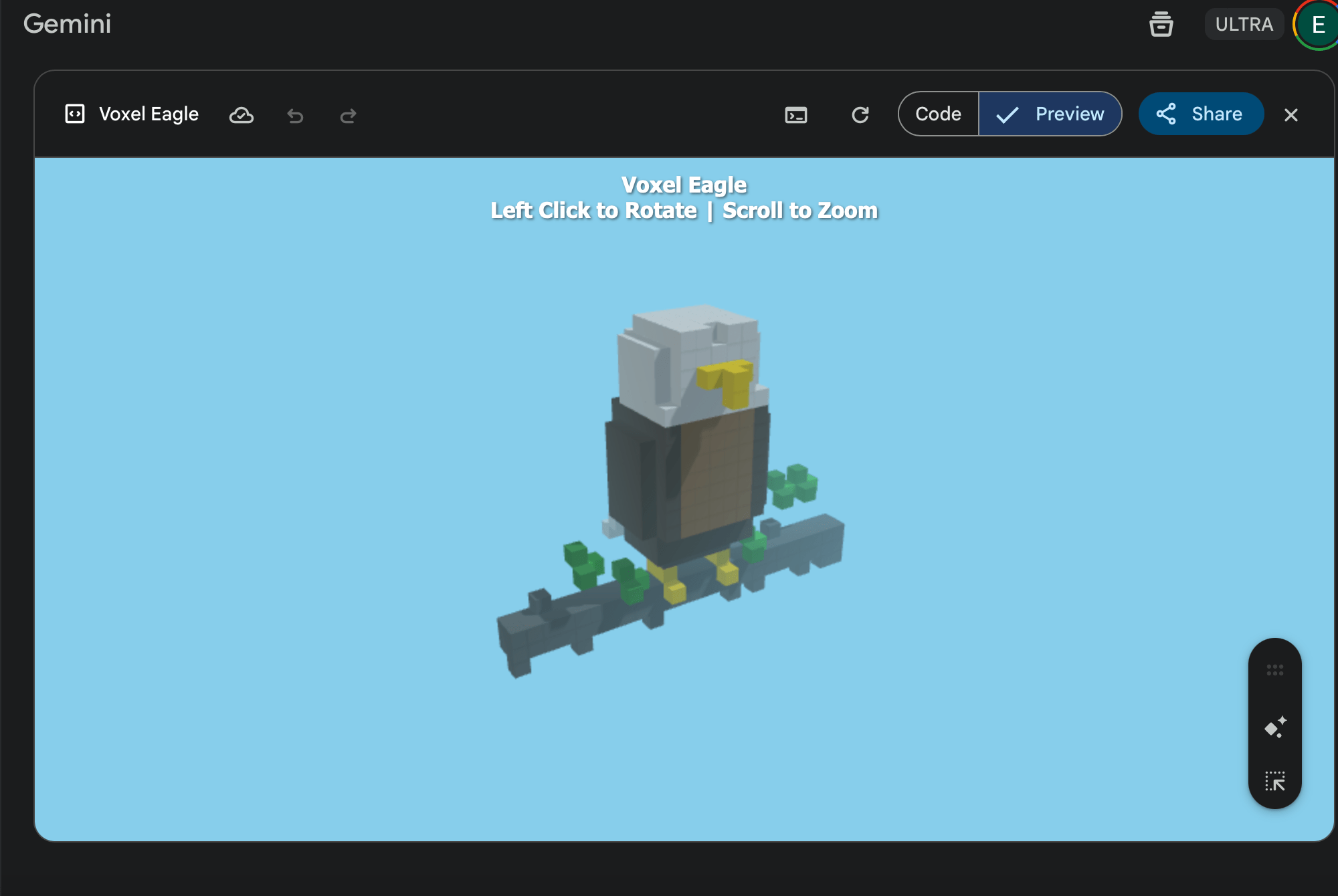 This eagle has no eyes.