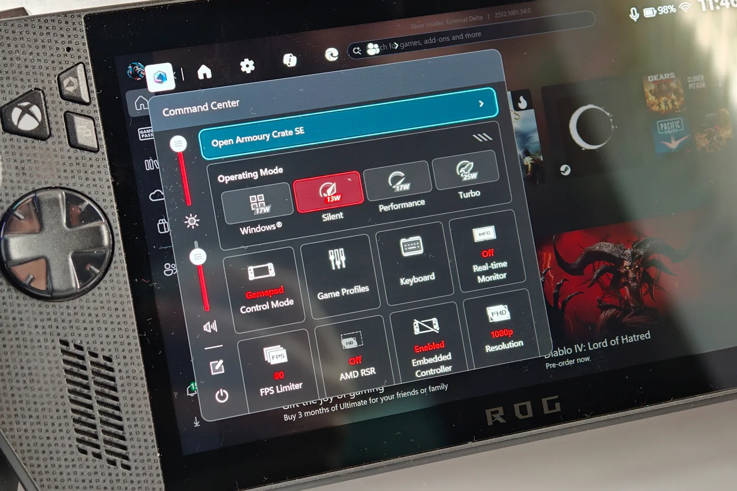 Asus Xbox ROG Ally X review Armory Crate