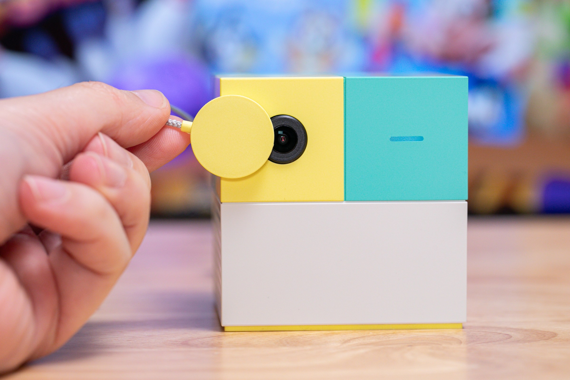 The USB-C power cable comes with a detachable magnetic camera privacy cover.