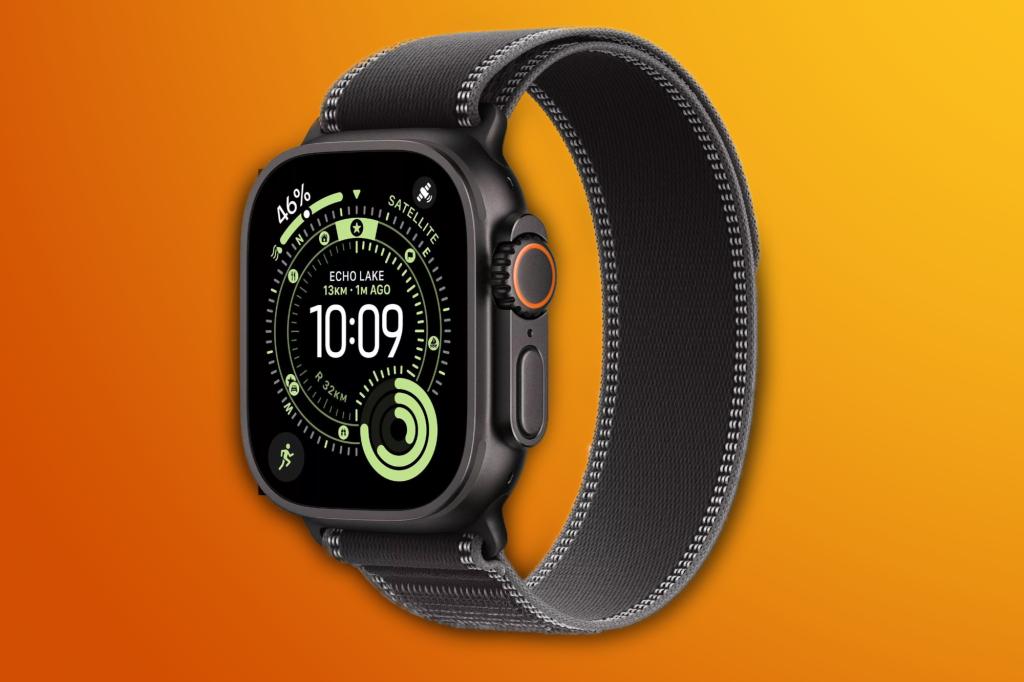 Apple Watch Ultra 3 on orange background