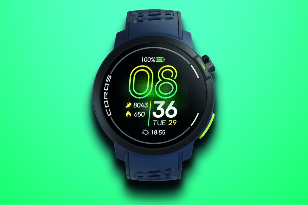 Coros Pace pro on green background