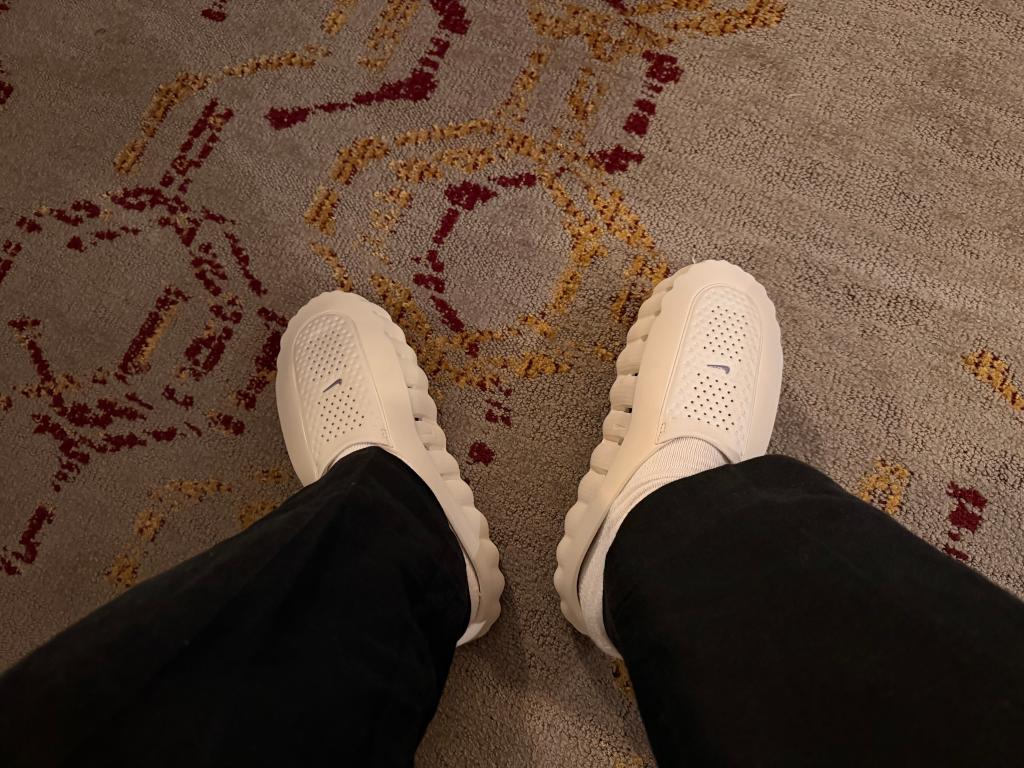 Nike Mind 001 sliders on feet