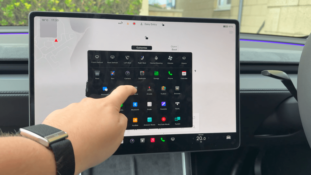 Display on the Tesla New Model Y