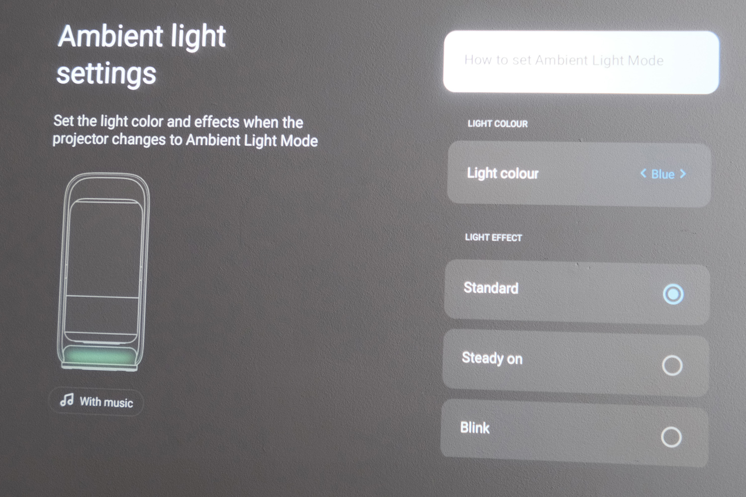 Xgimi Vibe One review ambient light settings