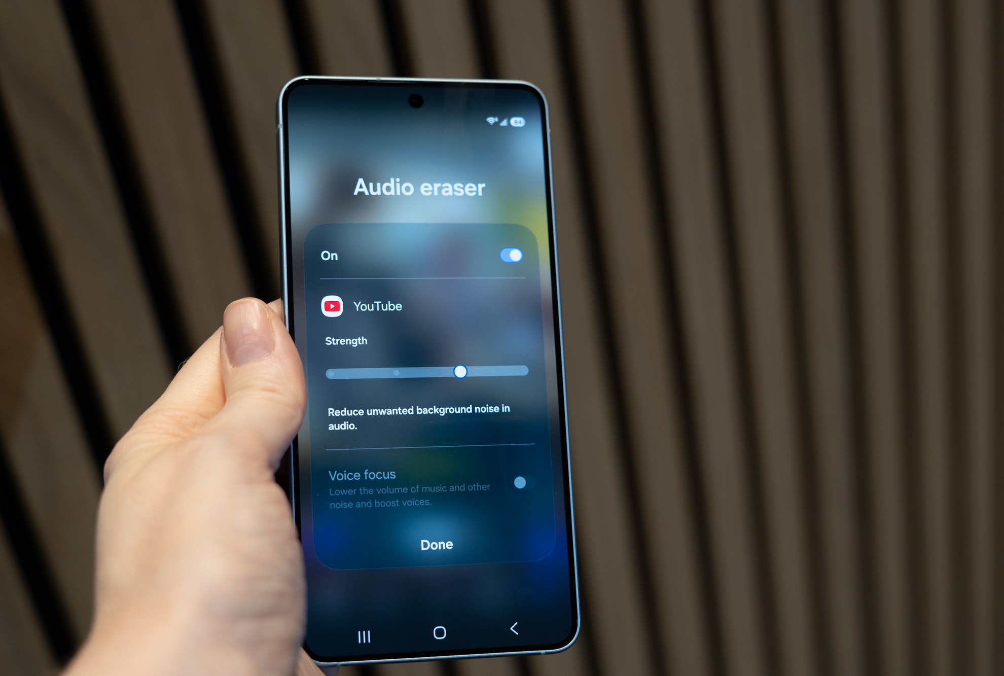 Samsung Galaxy S26 showing audio eraser feature