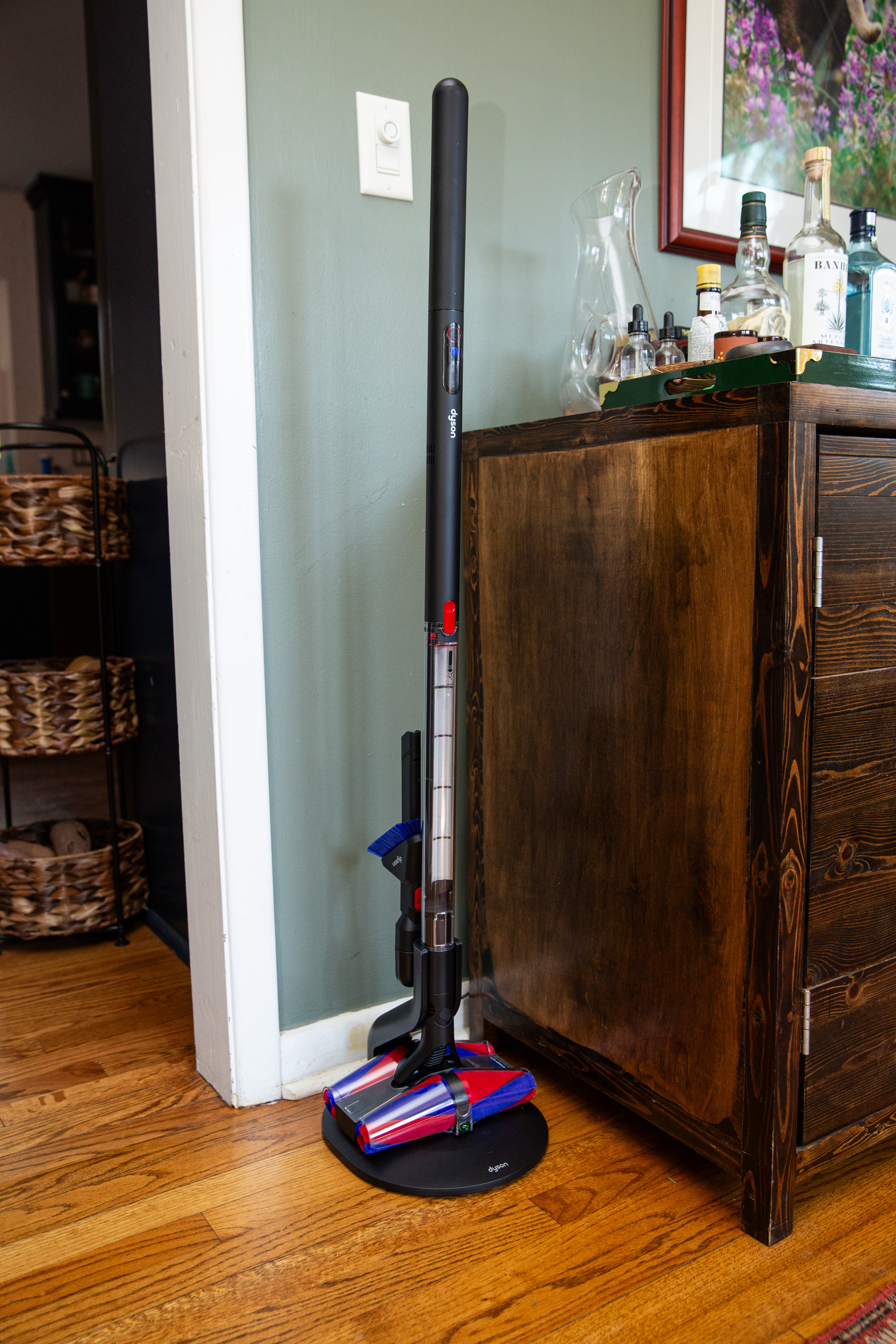 The PencilVac’s magnetic charging stand is small, unobtrusive, and easy to use.