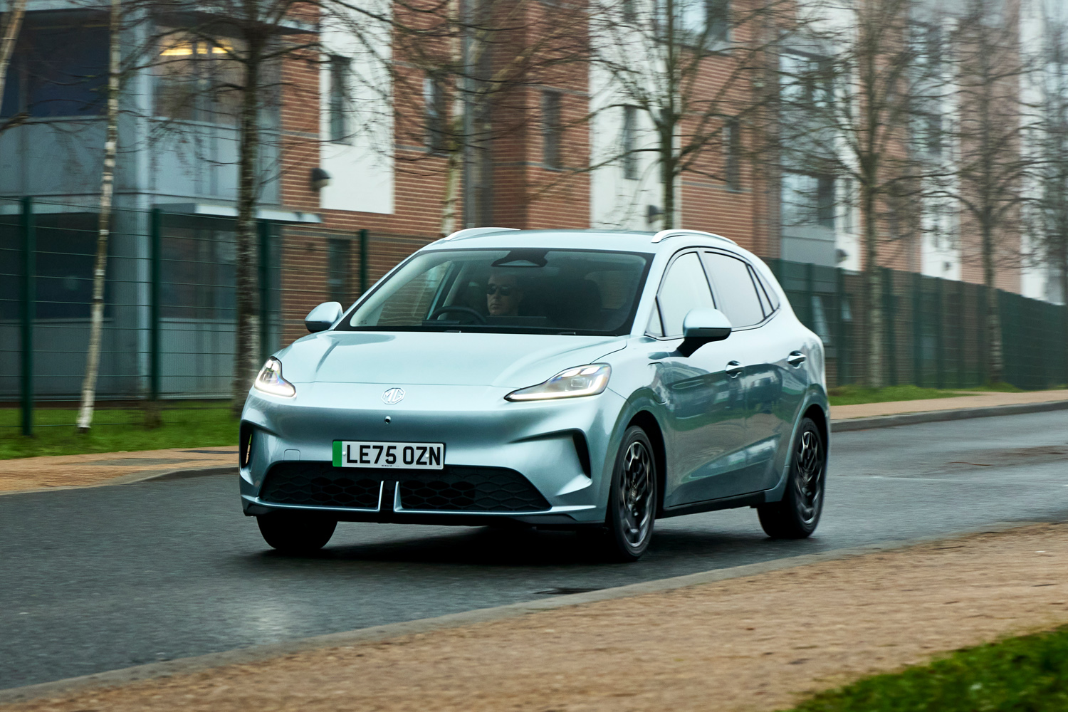 MG4 Urban drive on road front