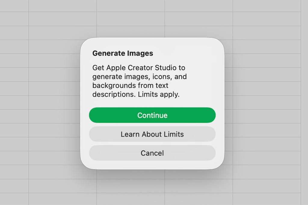 Generate Images upsell dialog box