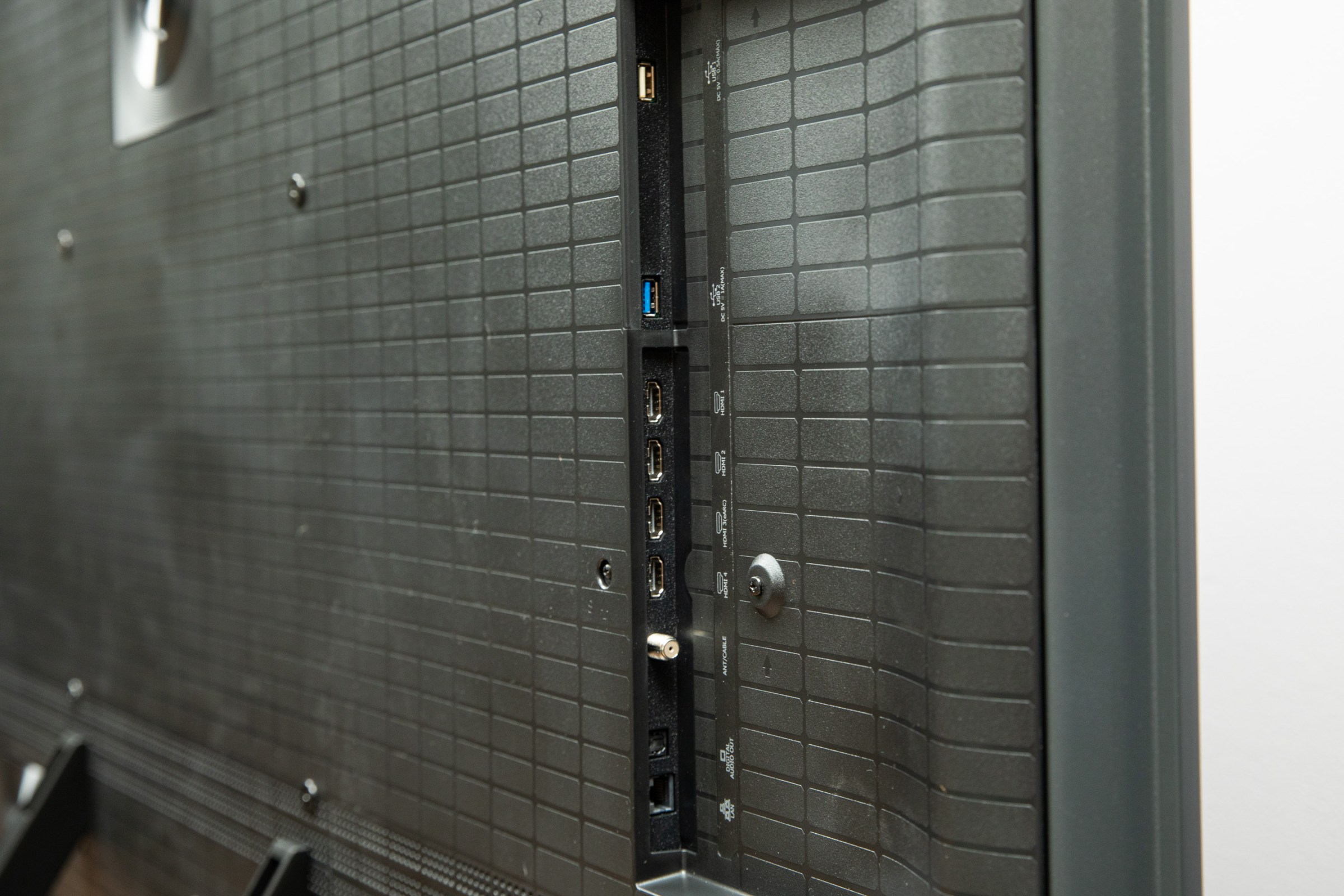 The connections panel on the back of the Hisense U7SG TV.