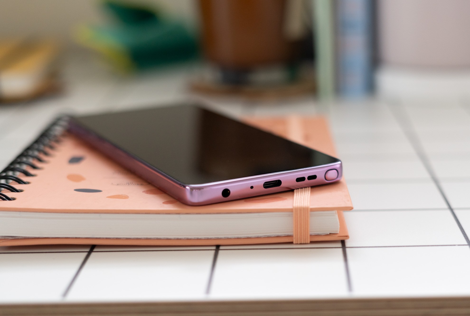 Motorola Moto G Stylus 2026 on a desk showing stylus and headphone jack