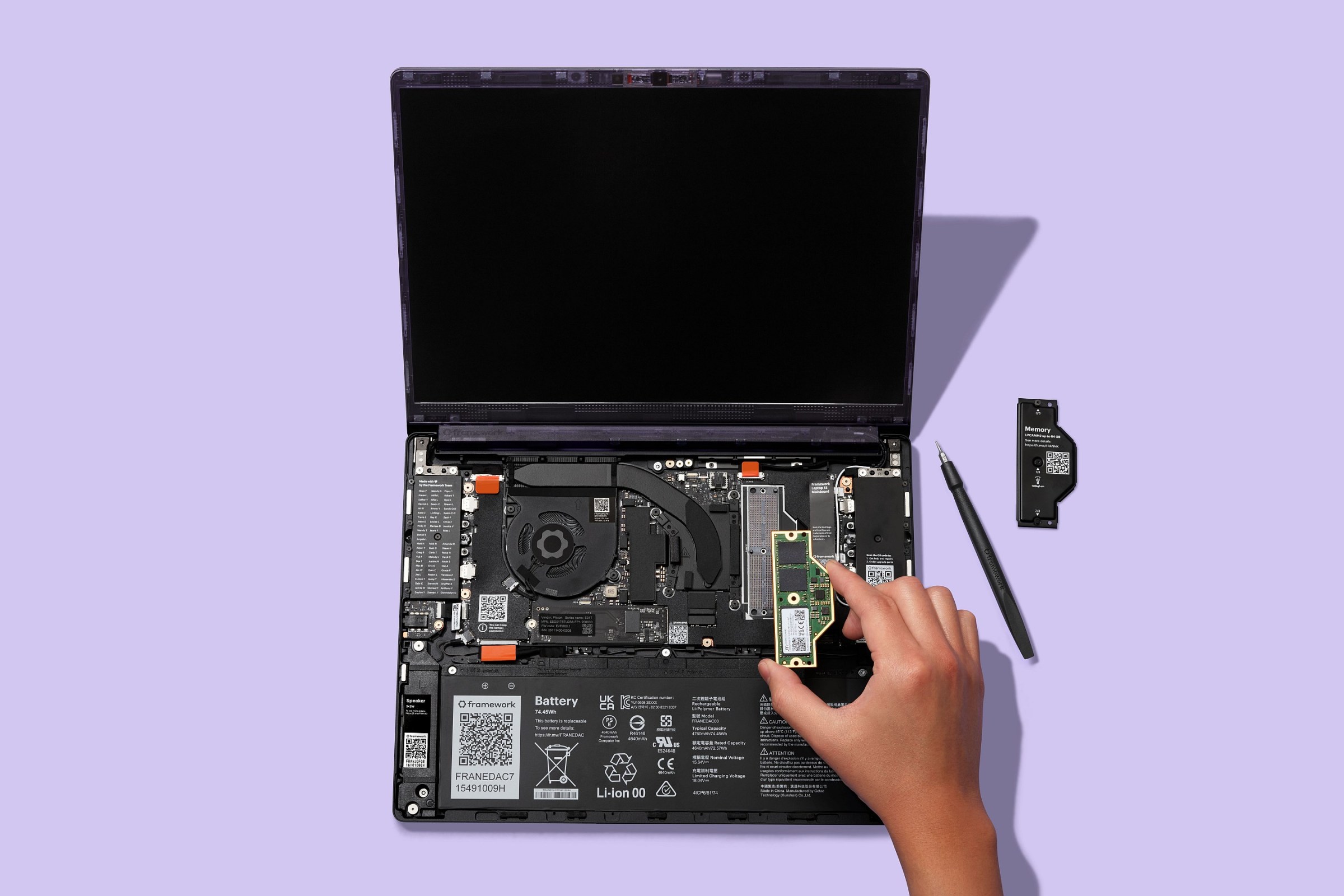 Inserting the new compression-mounted memory.