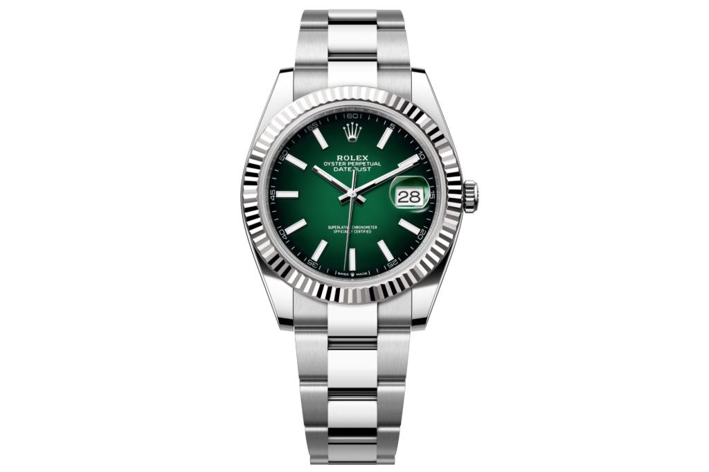 Datejust 41 in White Rolesor on white background