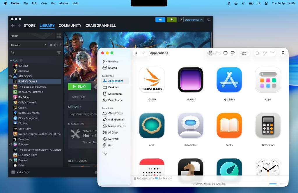 Screenshot of macOS Tahoe with notch